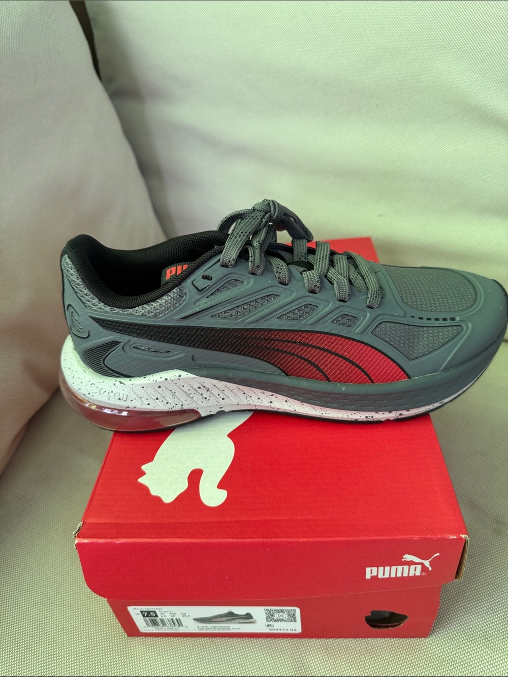 Puma Gray and Red Men's Athletic Shoe
